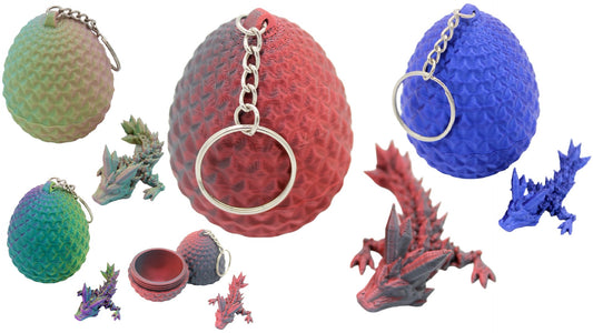 Micro Dragon and Egg Fidget Keychain - Articulated Dragon Keychain - Dragon Egg - Acworth Alchemist