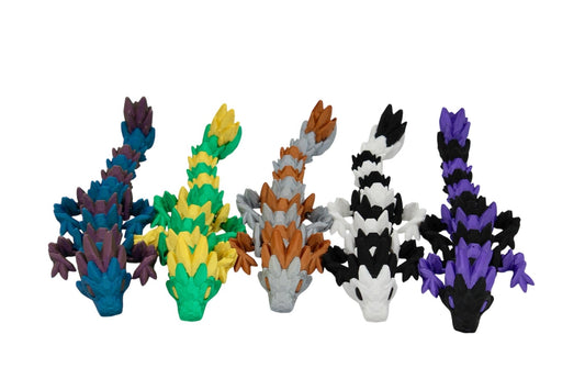 Multicolor Baby Gemstone Dragon Fidget Toy - 3D Printed Articulated Dragon - Acworth Alchemist