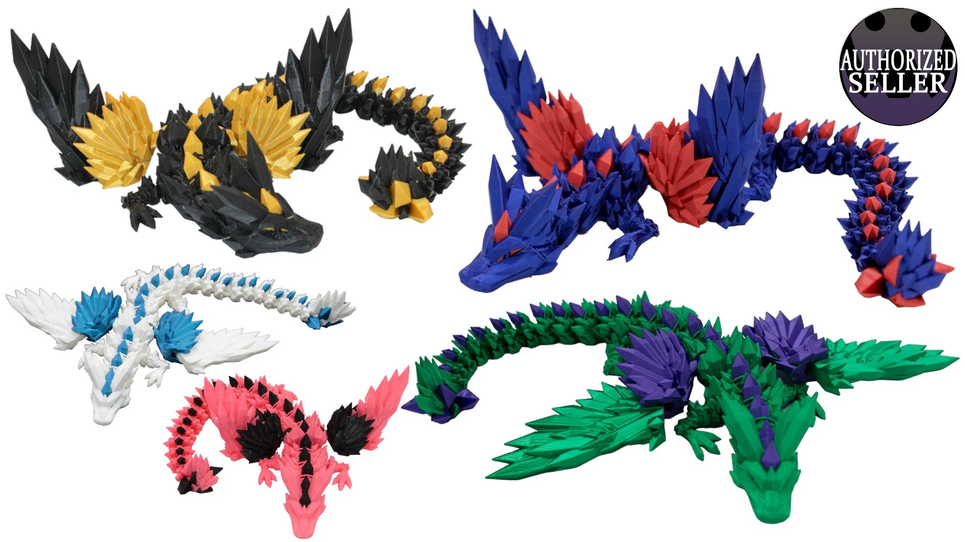 Multicolor Crystal Wing Dragon Fidget Toy - Articulated Dragon - Acworth Alchemist