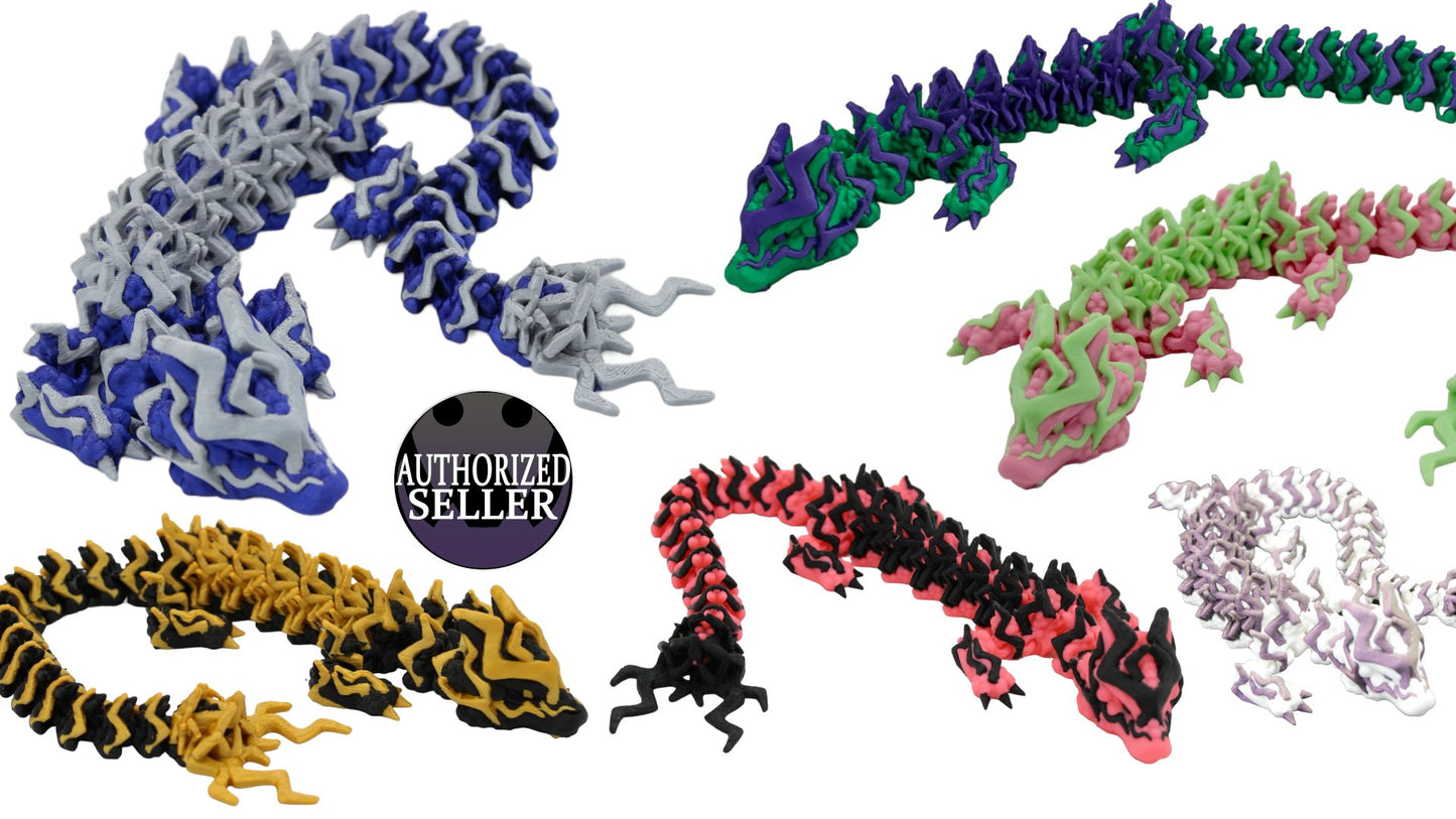 Multicolor Storm Dragon Fidget Toy - Articulated Dragon - Acworth Alchemist