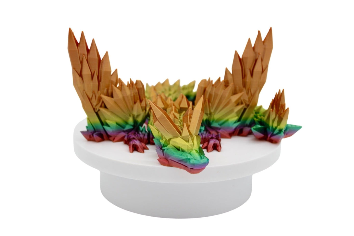 Rainbow Crystal Wing Dragon Fidget Toy - 3D Printed Articulated Dragon - Acworth Alchemist