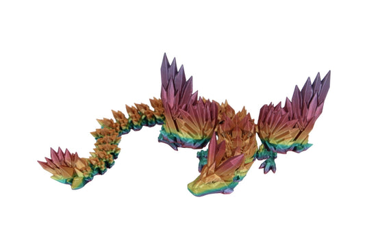 Rainbow Crystal Wing Dragon Fidget Toy - 3D Printed Articulated Dragon - Acworth Alchemist