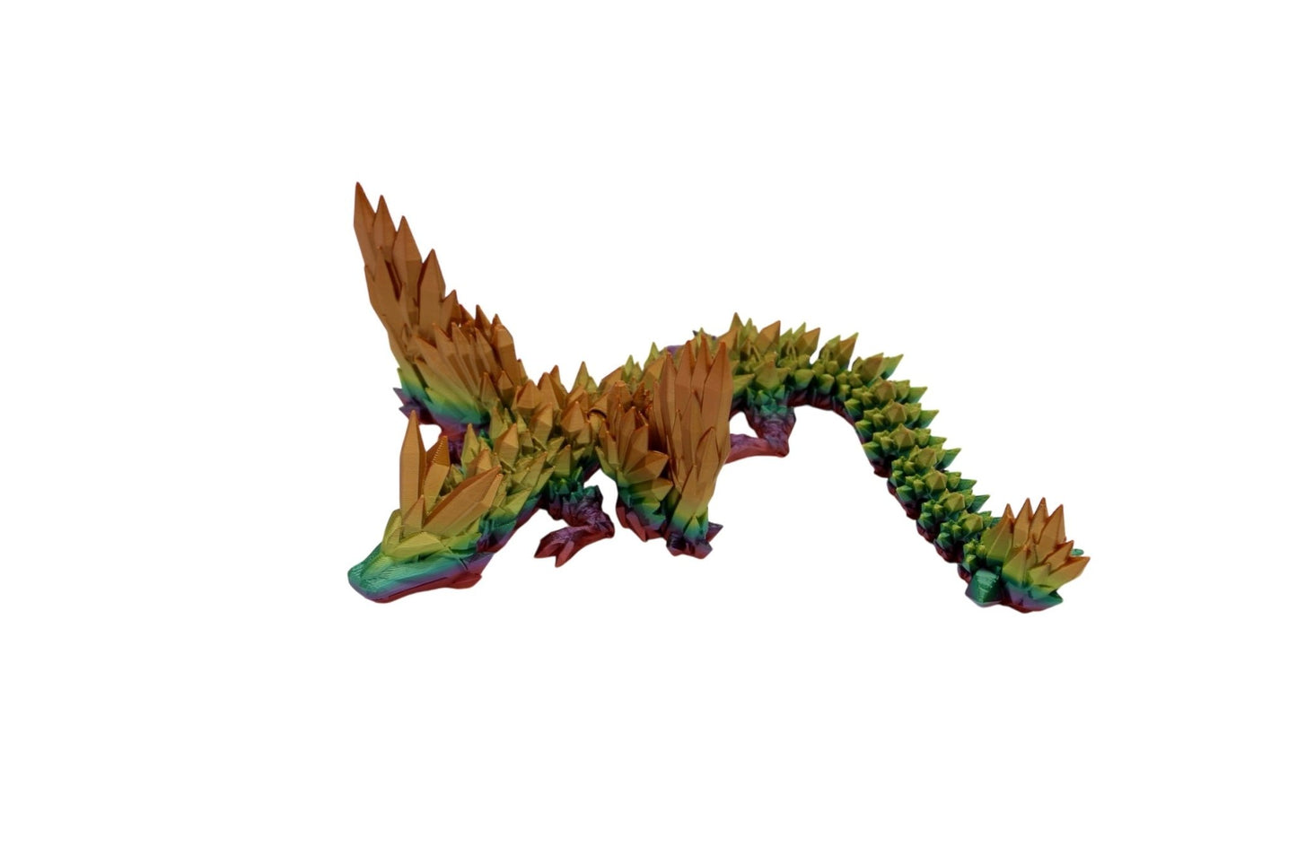 Rainbow Crystal Wing Dragon Fidget Toy - 3D Printed Articulated Dragon - Acworth Alchemist