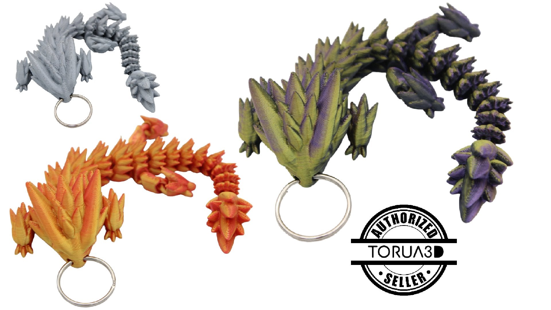 Spiky Dragon Keychain - Articulated Dragon Keychain - Acworth Alchemist