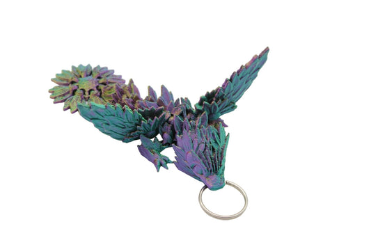 Sunflower Dragon Keychain - 3D Printed Articulated Dragon - Acworth Alchemist