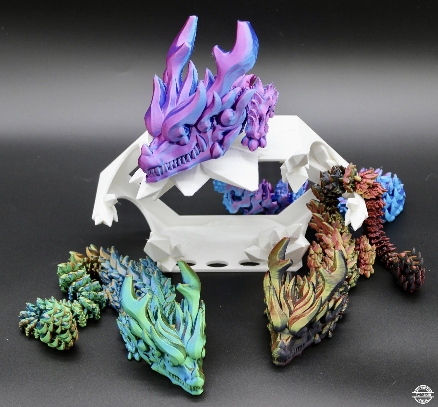 Antler Dragon Fidget Toy - Articulated Antler Dragon - 3D Printed Dragon - Sensory Stress Fidget - Acworth Alchemist