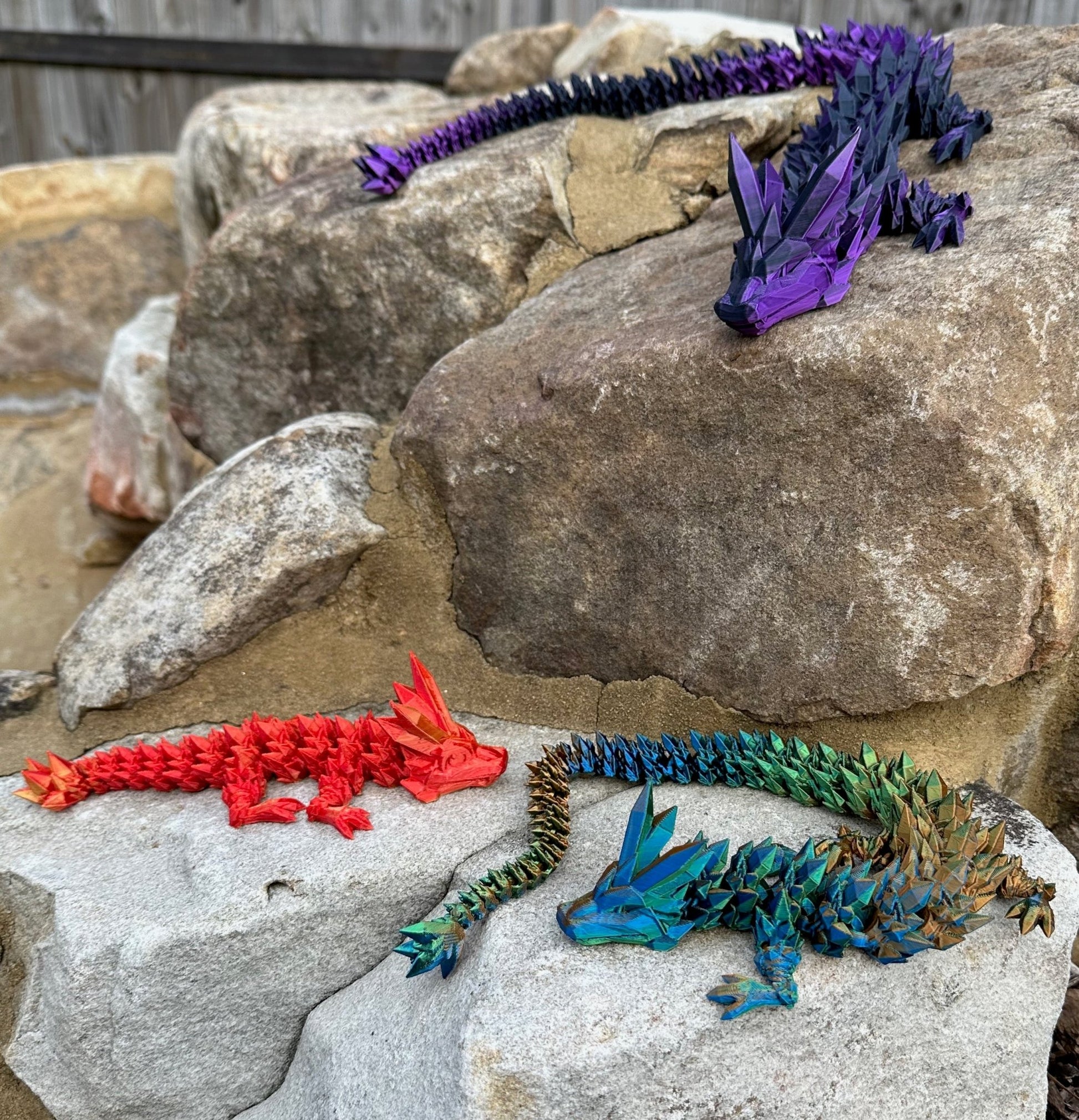 3d Printed Articulated Crystal Dragon Toy (18, Blue/Dark Green)