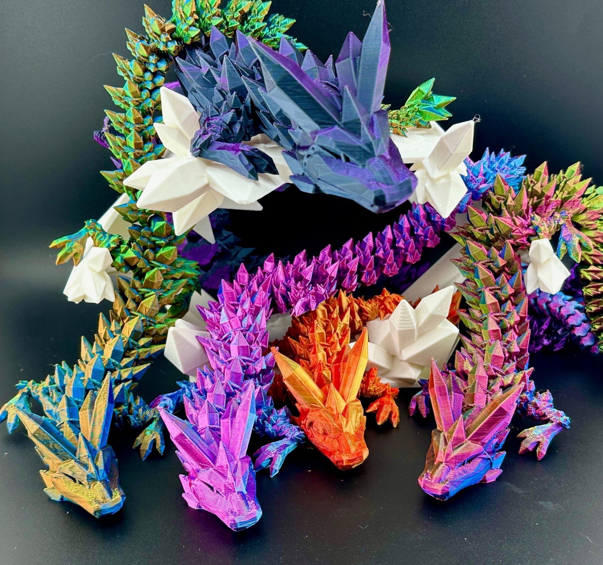 Crystal Dragon 3D Printed 24” Articulated Fidget Desktop Display