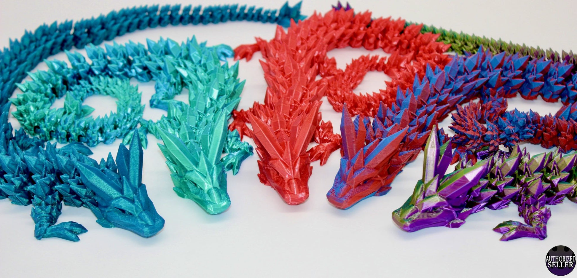 Crystal Dragon Fidget Toy - Articulated Crystal Dragon - 3D Printed Dragon - Sensory Stress Fidget - Acworth Alchemist