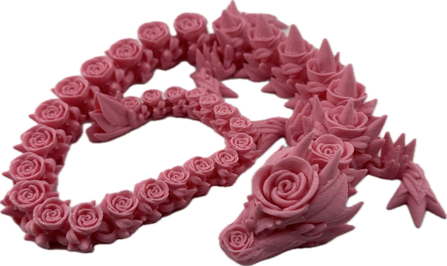 Rose Dragon Fidget Toy - Articulated Rose Dragon - 3D Printed Dragon - Sensory Stress Fidget - Acworth Alchemist