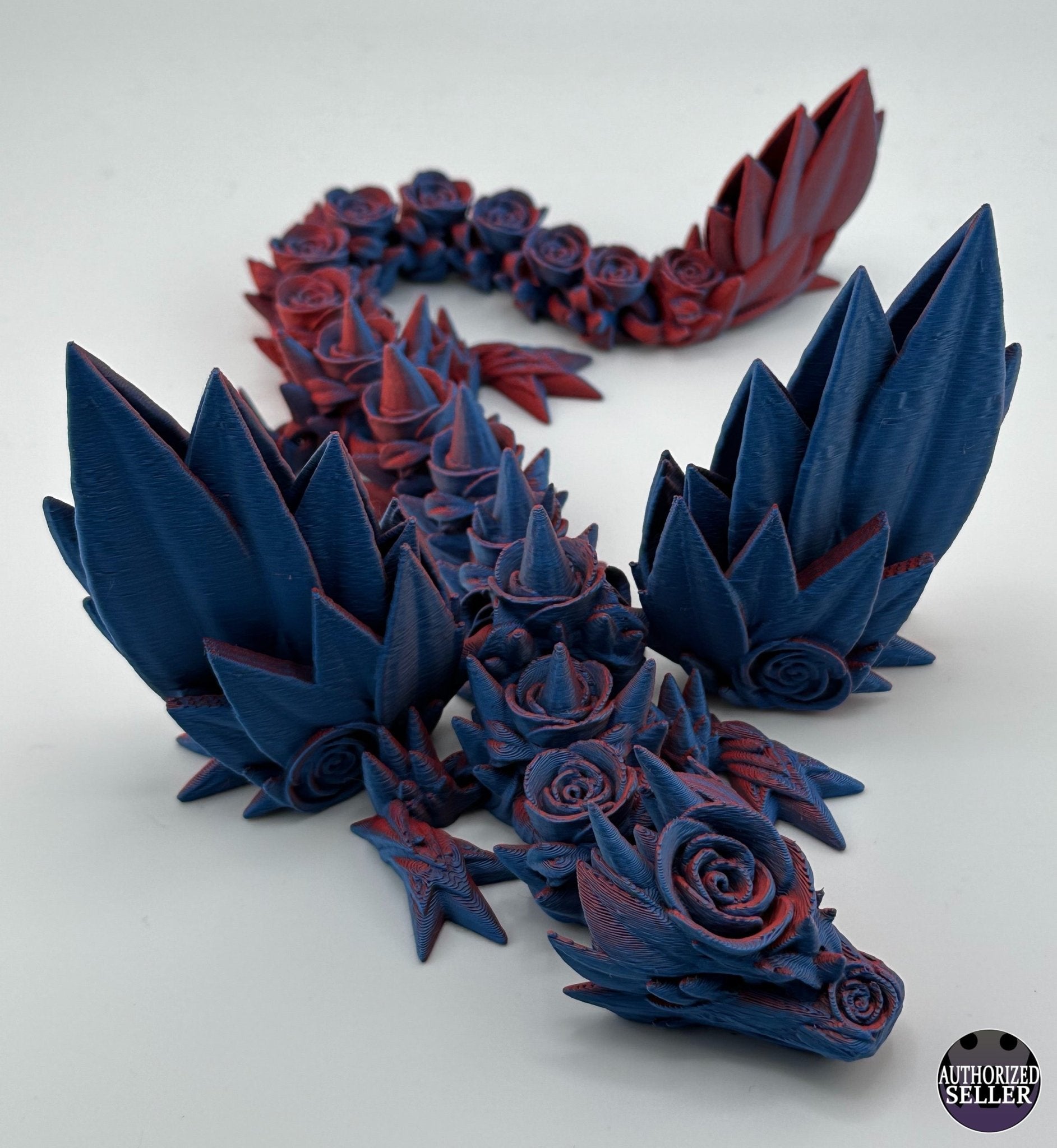 Rose Wing Dragon Fidget Toy - Articulated Crystal Wing Dragon - 3D Printed Dragon - Sensory Stress Fidget - Acworth Alchemist