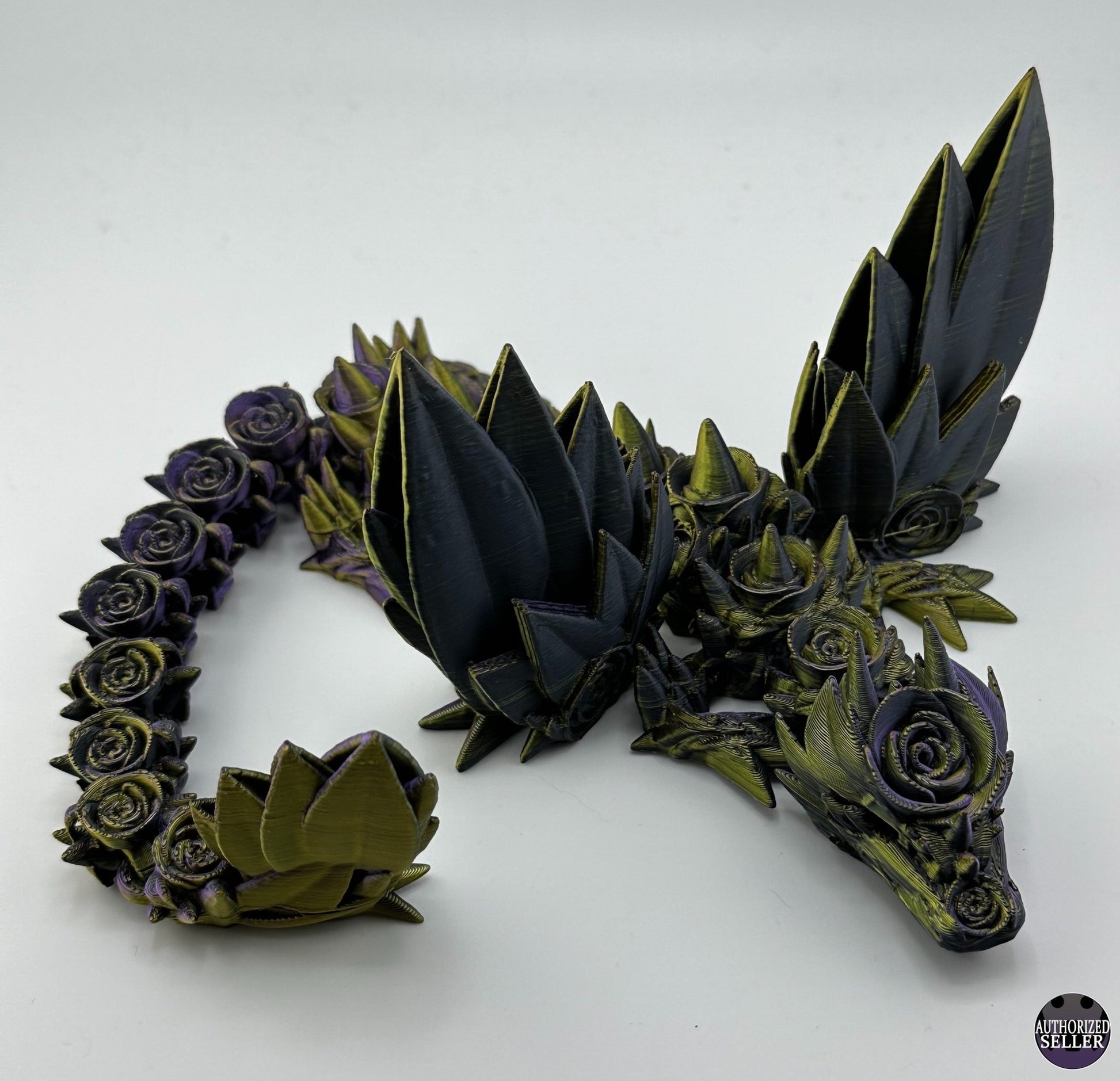 Rose Wing Dragon Fidget Toy - Articulated Crystal Wing Dragon - 3D Printed Dragon - Sensory Stress Fidget - Acworth Alchemist