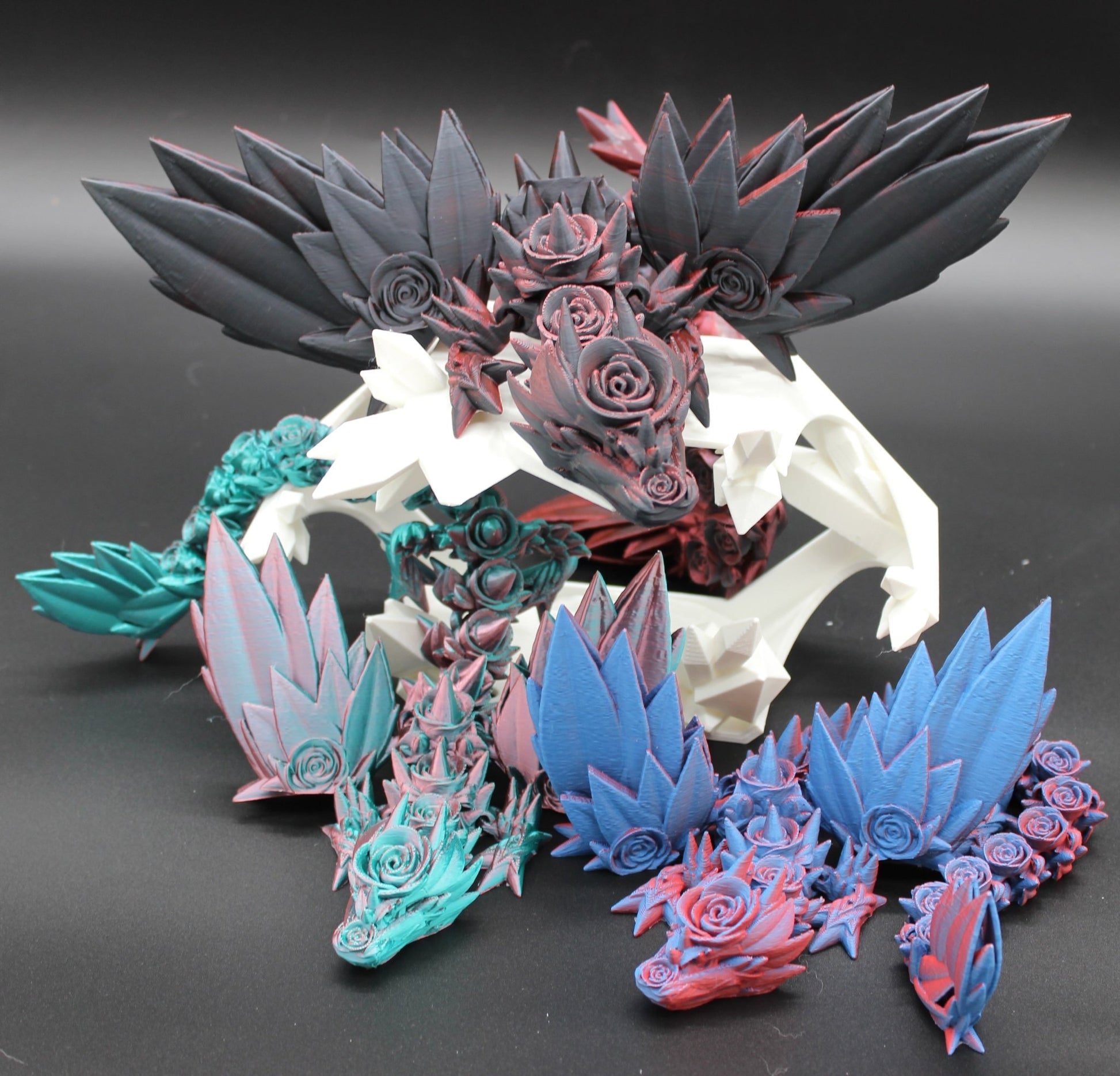 Rose Wing Dragon Fidget Toy - Articulated Rose Wing Dragon - 3D Printed Dragon - Sensory Stress Fidget - Acworth Alchemist